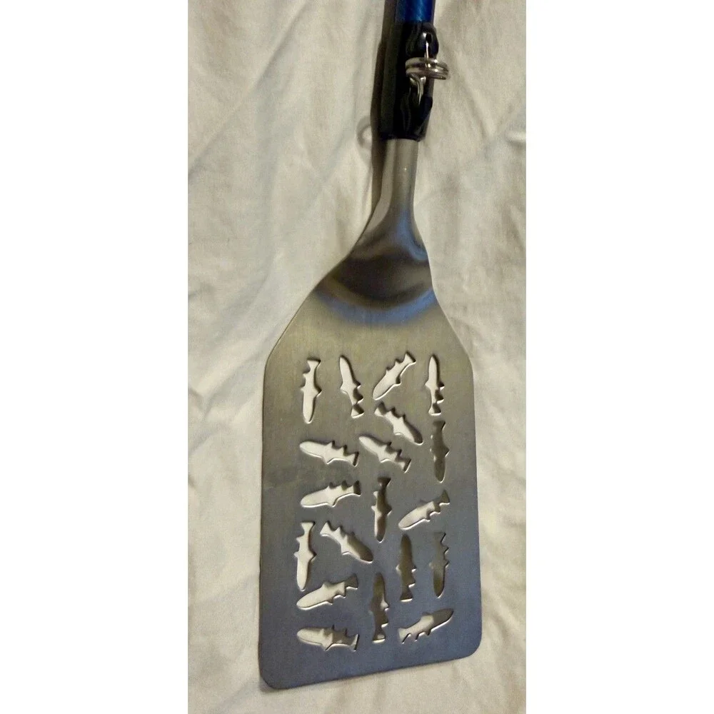 Fishing Rod Handle Spatula with Baitcasting Reel Design, 18.5 inch Blue & Gold